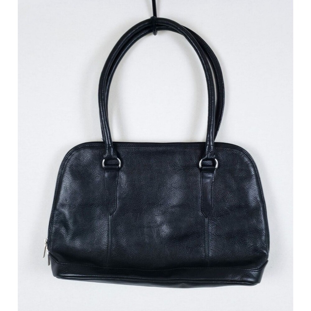 Ellington Satchel Tote Bag Black Leather Structured Retro 90s Minimalist City